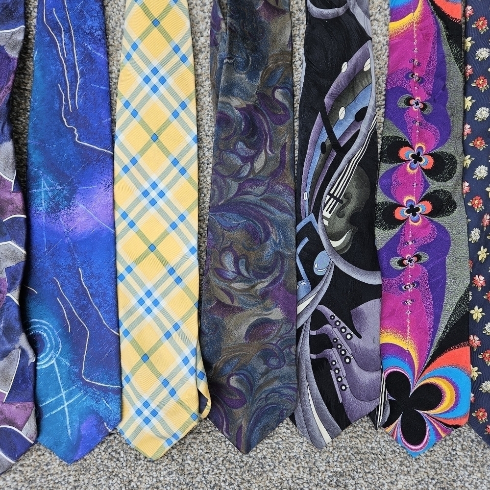 Tie Lot 12 Vintage Mens Neck Ties Colorful Business Variety - Picture 4 of 13